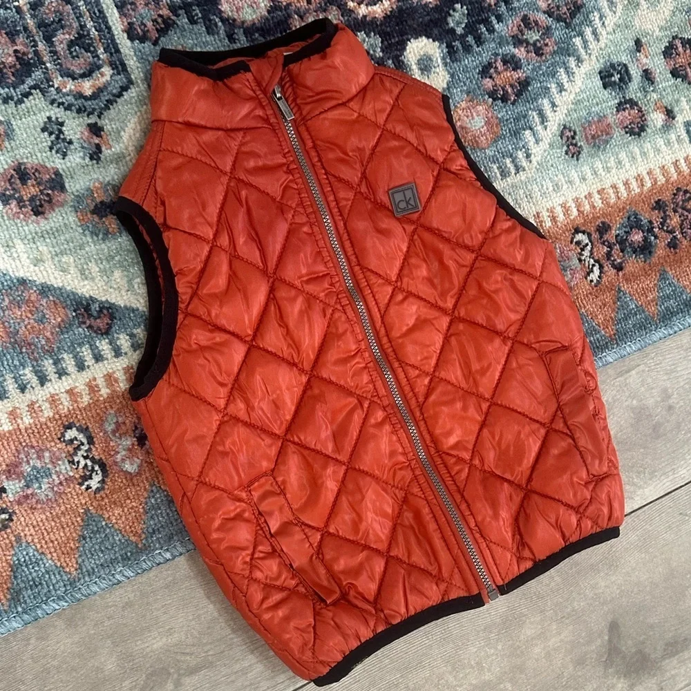 Y2K Calvin Klein Jeans Toddler Boy Puffer Diamond Quilted Puffer Vest 3T Rust